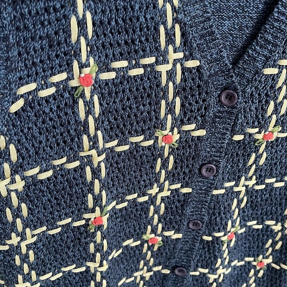 Vintage Koret Blue Knit Button Up Vest - Picture 4 of 7